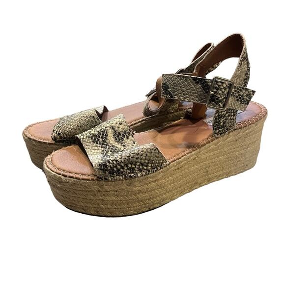 Steve Madden Cabo Leather Snakeskin Platform Wedge Espadrille Strappy Sandal 10 - Picture 6 of 8